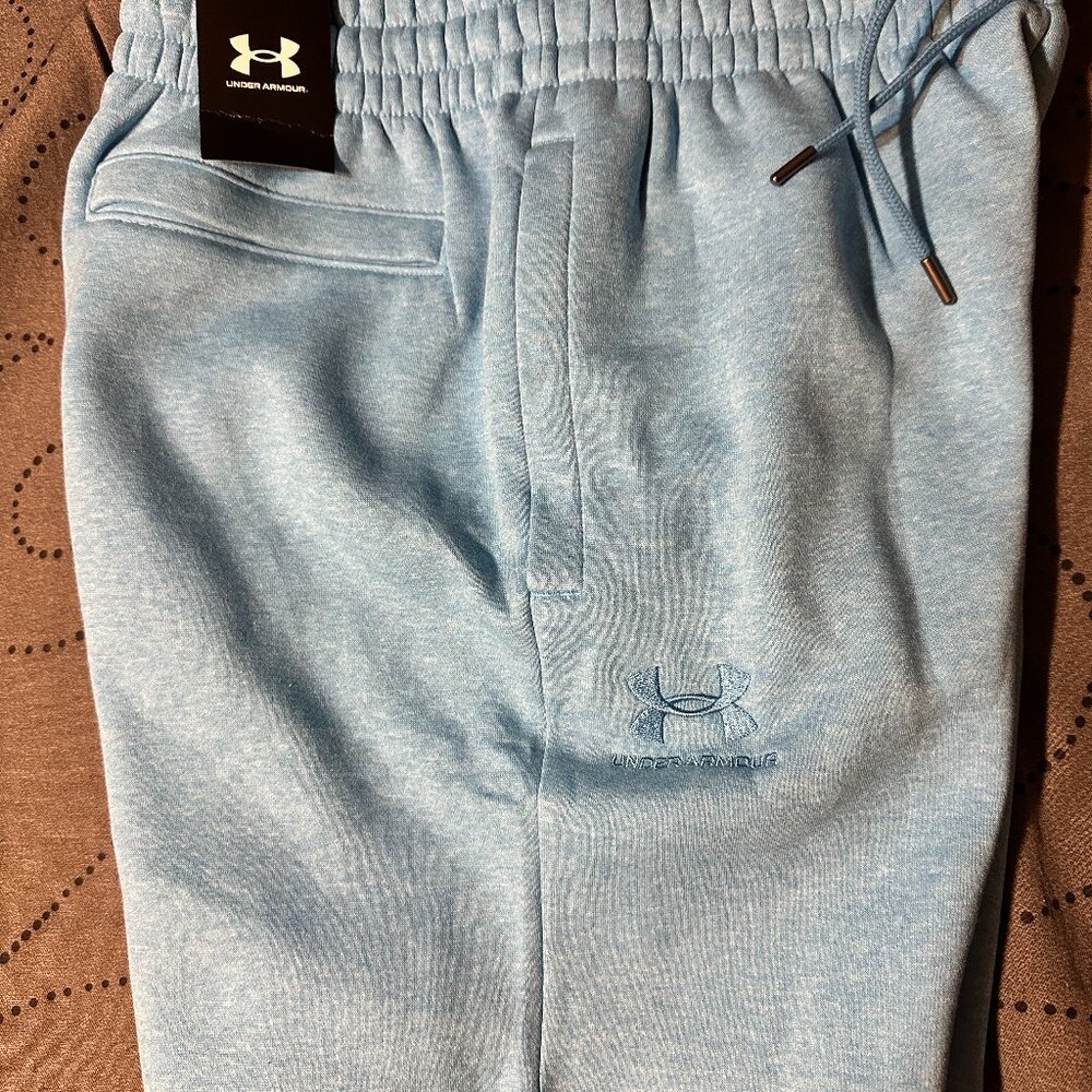 UNDER ARMOUR ICON ACTIVE FLEECE #452 HEATHER L. BLUE SHORTS SIZE L MEN $55